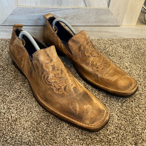 Mark Nason Rock Never Dies Brown Distressed Leather Loafers Shoes Size 10.5 - Picture 2 of 12